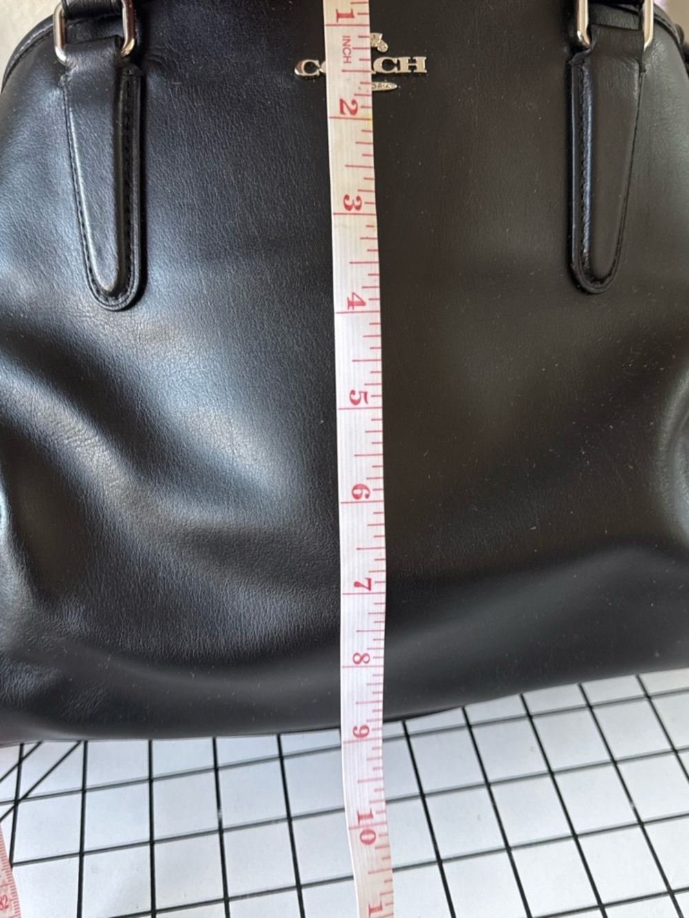 Coach Black Leather Messenger Bag with Silver Hardware